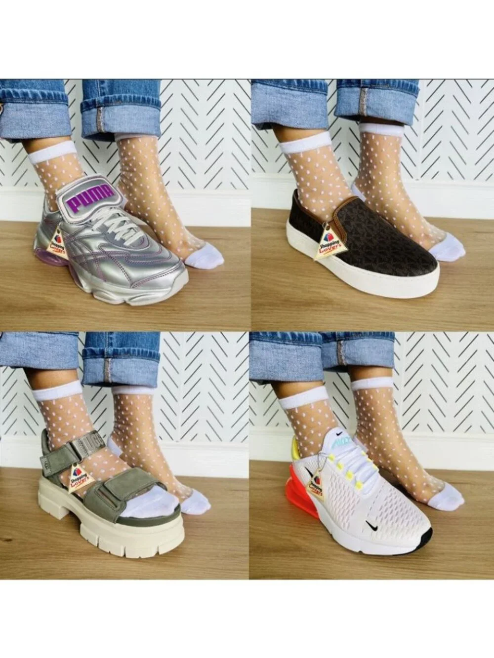 ⭐Women Socks Oz 1 Pair Transparent Silk Elastic Mesh Ankle White Dots New⭐